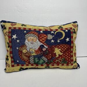 Christmas Needlepoint Pillow Holiday Santa Toys Vibes Xmas
